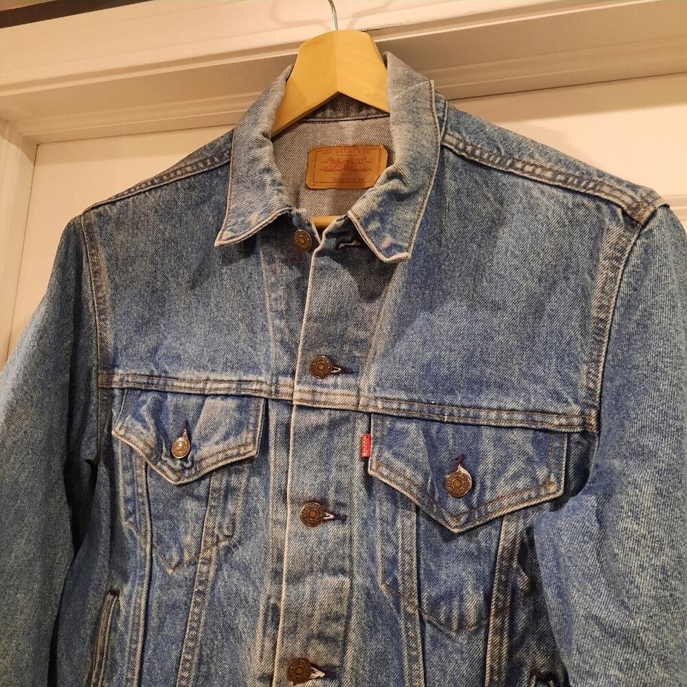 Vtg Levis Jacket Mens 44 Denim Jean Trucker Type 3 Made In USA Faded 80s 70506 - Picture 3 of 15